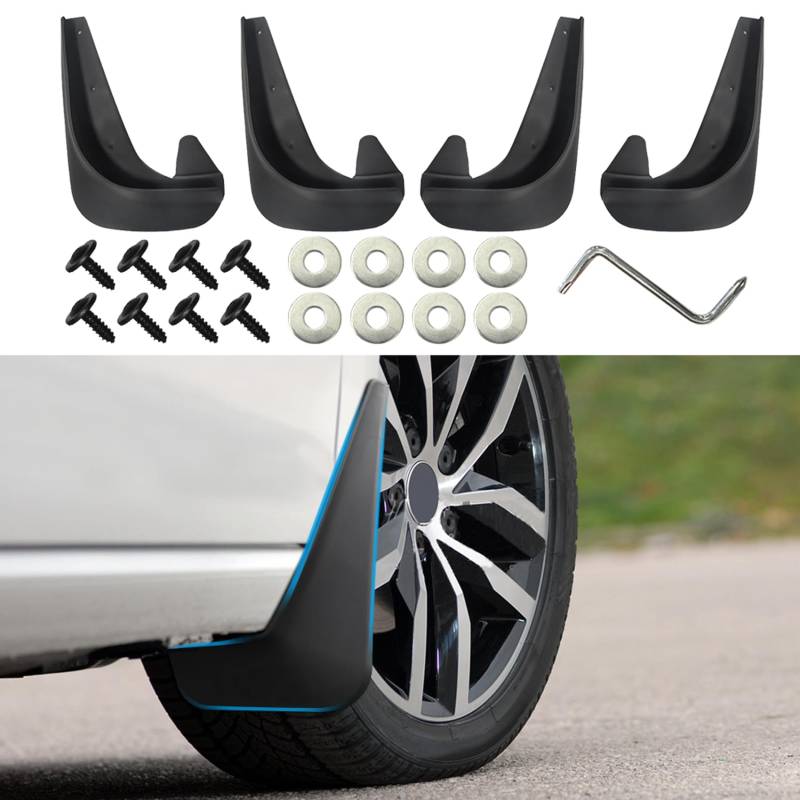 deemars 4PCS Schmutzfänger, Spritzschutz, No Drilling Mudguards Schmutzfänger mit Hardware-Kits, Vordere und hintere Seitenschutzbleche, Automotive Exterior Zubehör Auto Kotflügel für Auto LKW von deemars