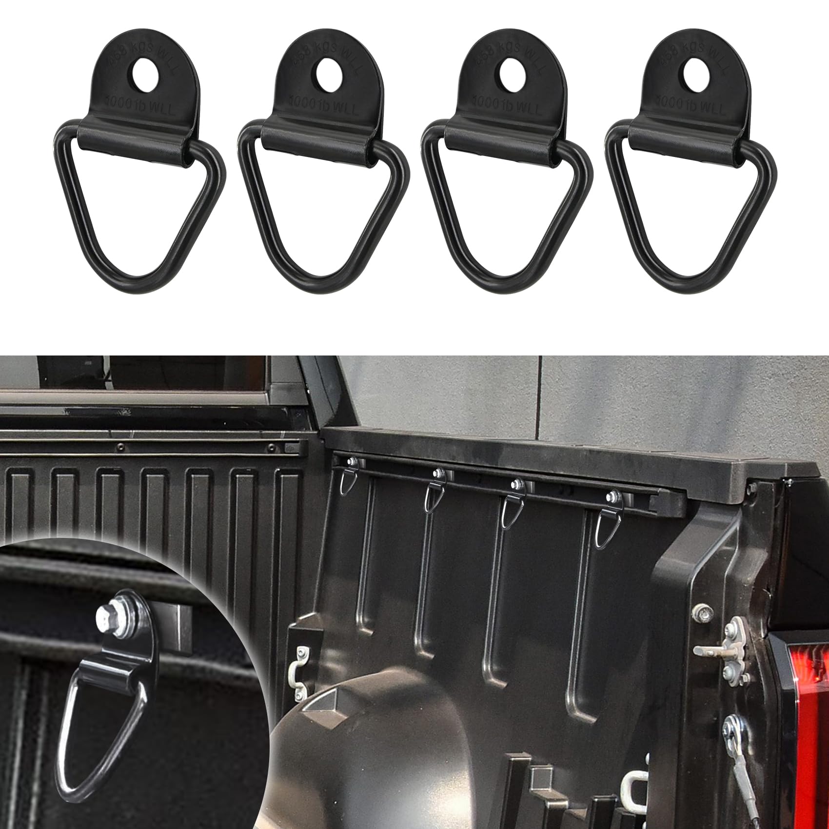 deemars 4PCS Tie Down Anker, D-Ringe Heavy Duty, Heavy Duty LKW Bett Tie Down Anker Ringe, Trailer Zubehör Stahl Tie Down V-Ring Bolt On Trailer Anker für Trailer, Fracht, LKW, Lager, Boot von deemars