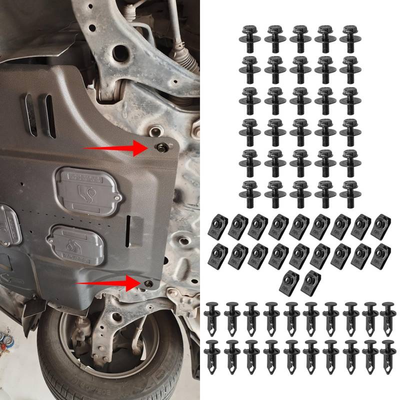 deemars 70PCS Stoßstange Klammern, Motor unter Abdeckung Spritzschutz Schutz Körper Schrauben, Autoersatzteile Halteklammern Nietenklammern für Infiniti G35 G37 FX35 FX45, Nissan 370Z 350Z (70PCS) von deemars