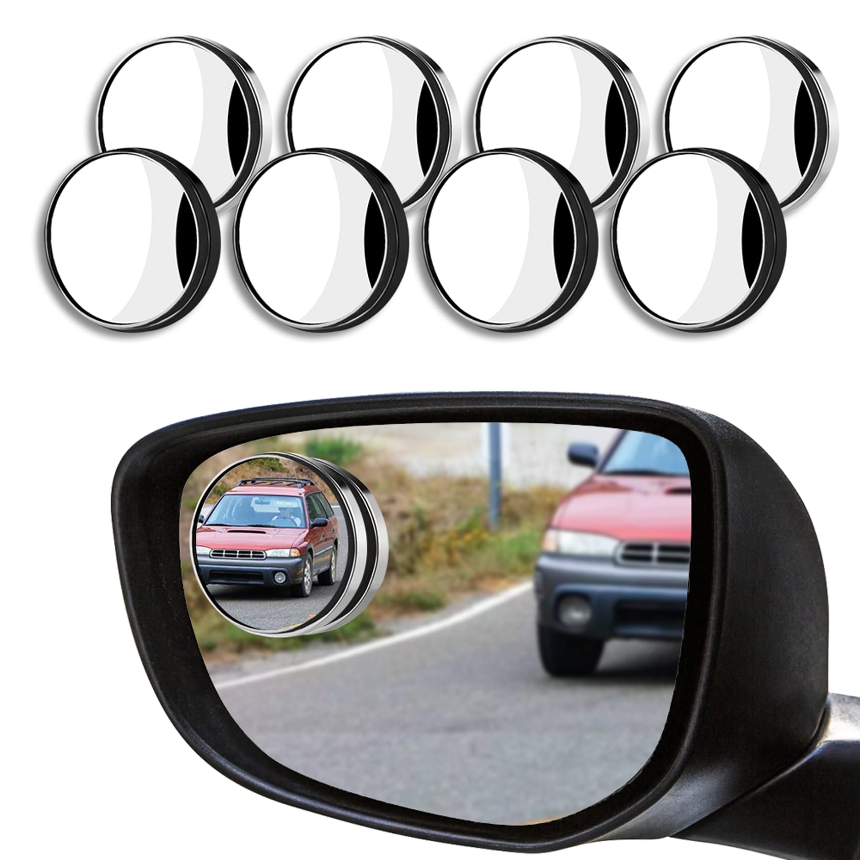 deemars 8Pcs Toter-Winkel-Spiegel, Auto Seitenspiegel Toter Winkel, Runder HD Glas Konvex 360°Weitwinkel Seitenrückspiegel mit ABS Gehäuse, Automotive Exterior Zubehör Autospiegel für Autos SUV von deemars