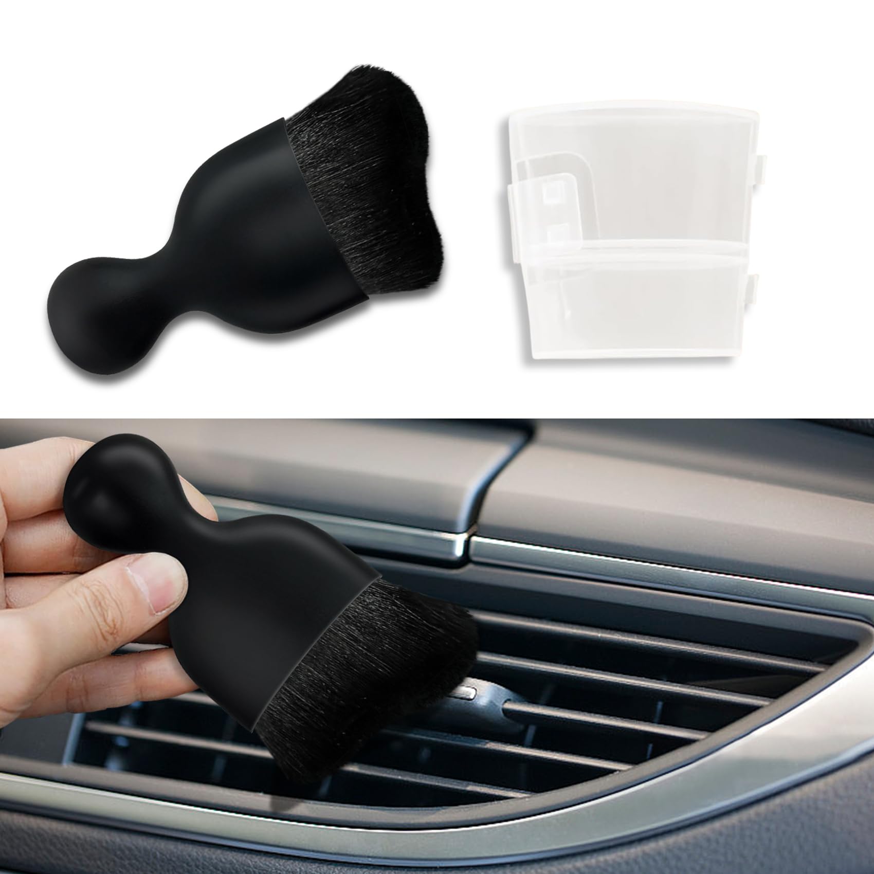 deemars Auto-Innenraum-Reinigungsbürste, Auto Reinigungsbürste, Weiche Borsten Auto Detailing Pinsel, Universal Auto Detail Pinsel Auto Dash Duster Pinsel für Armaturenbrett (Schwarz) von deemars