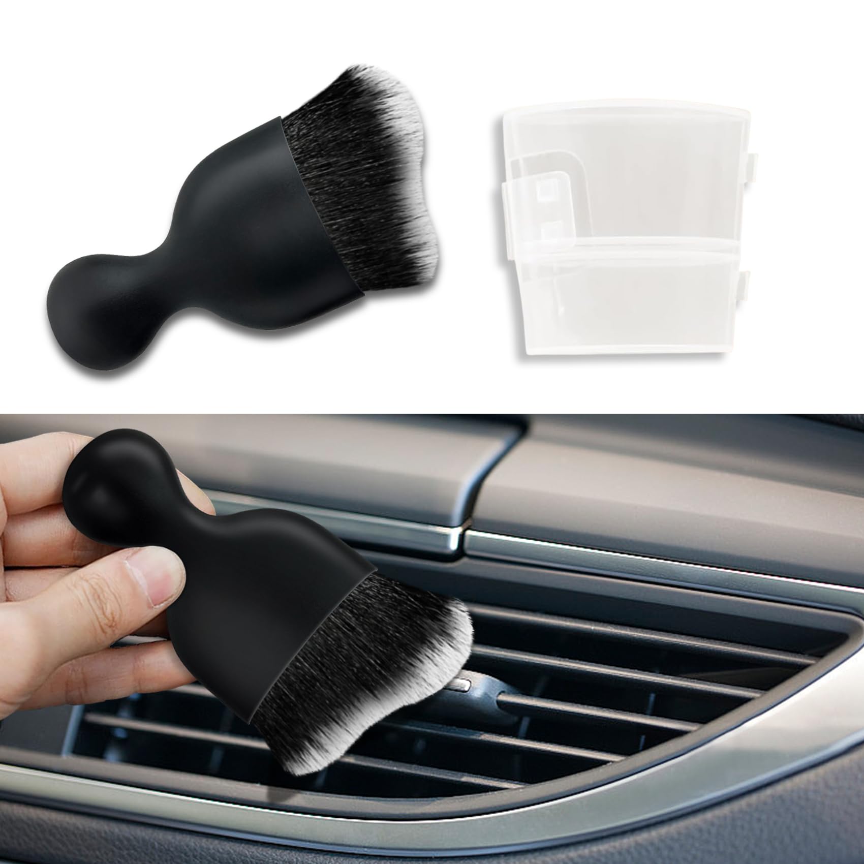 deemars Auto-Innenraum-Reinigungsbürste, Auto Reinigungsbürste, Weiche Borsten Auto Detailing Pinsel, Universal Auto Detail Pinsel Auto Dash Duster Pinsel für Armaturenbrett (Schwarz+Weib) von deemars