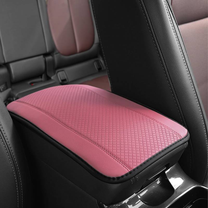 deemars Auto Mittelkonsole Abdeckung, 12,6 X 7,48 Zoll PU Leder Auto Mittelkonsole Pad, Wasserdichte Auto Armlehne Storage Box Matte, Innenausstattung Zubehör Universal für die Meisten Auto (Rosa) von deemars