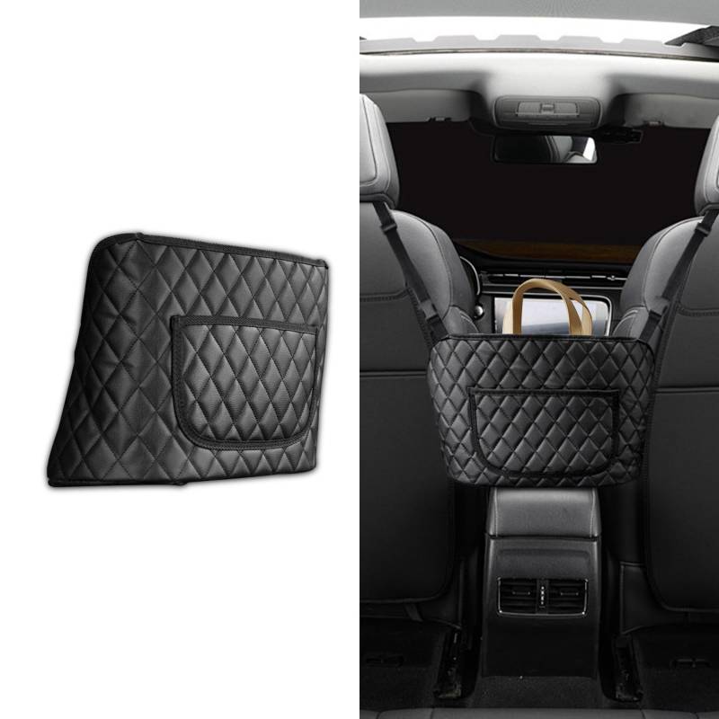 deemars Auto-Netztasche Handtaschenhalter, PU Leder Geldbörse Auto Organizer für zwischen Vordersitzen, Auto-Innenraum-Zubehör Automotive Seat Back Organizer Universal für die meisten Autos von deemars