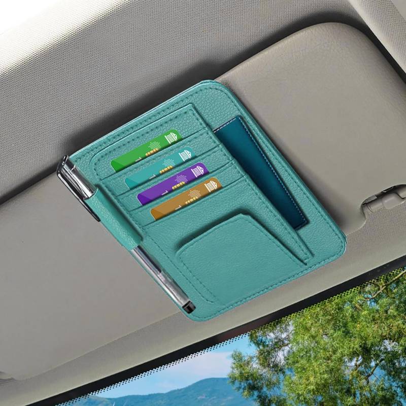 deemars Auto Sonnenblende Organizer, Auto-Hülle Tasche Organizer, Auto Interieur Zubehör Sonnenblende Organizer Universal für Kartenhalter Sonnenbrillenhalter Bargeld Halter Pocket Organizer (Blau) von deemars