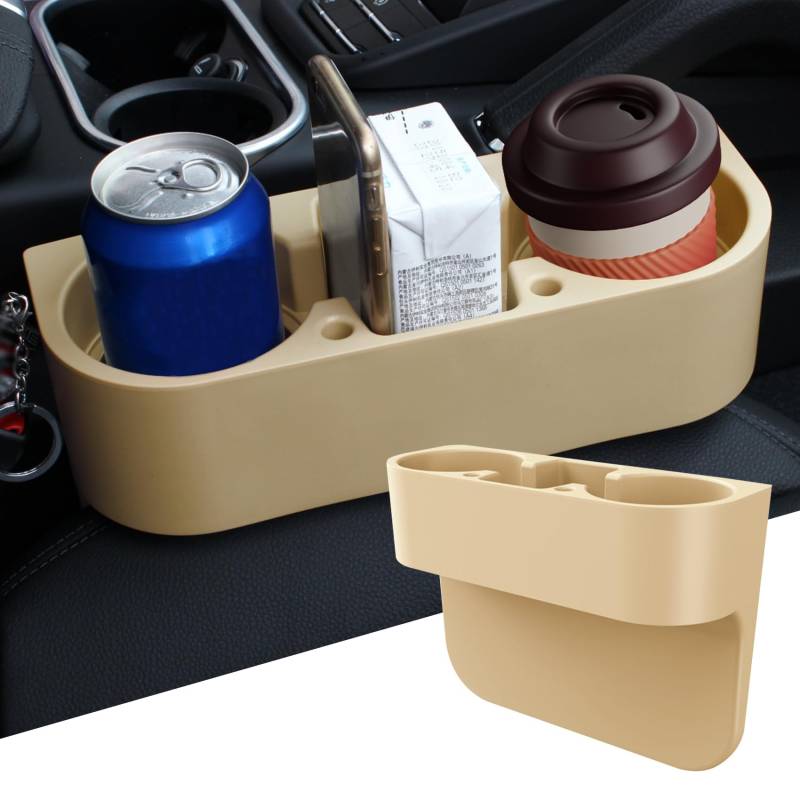 deemars Auto Tassenhalter, Sitz Lücke Füller Cup Organizer Storage Box, Autozubehör Portable Multifunktions-Fahrzeugsitz Cup Handy Getränke Halter Box für die meisten Autos (Beige) von deemars