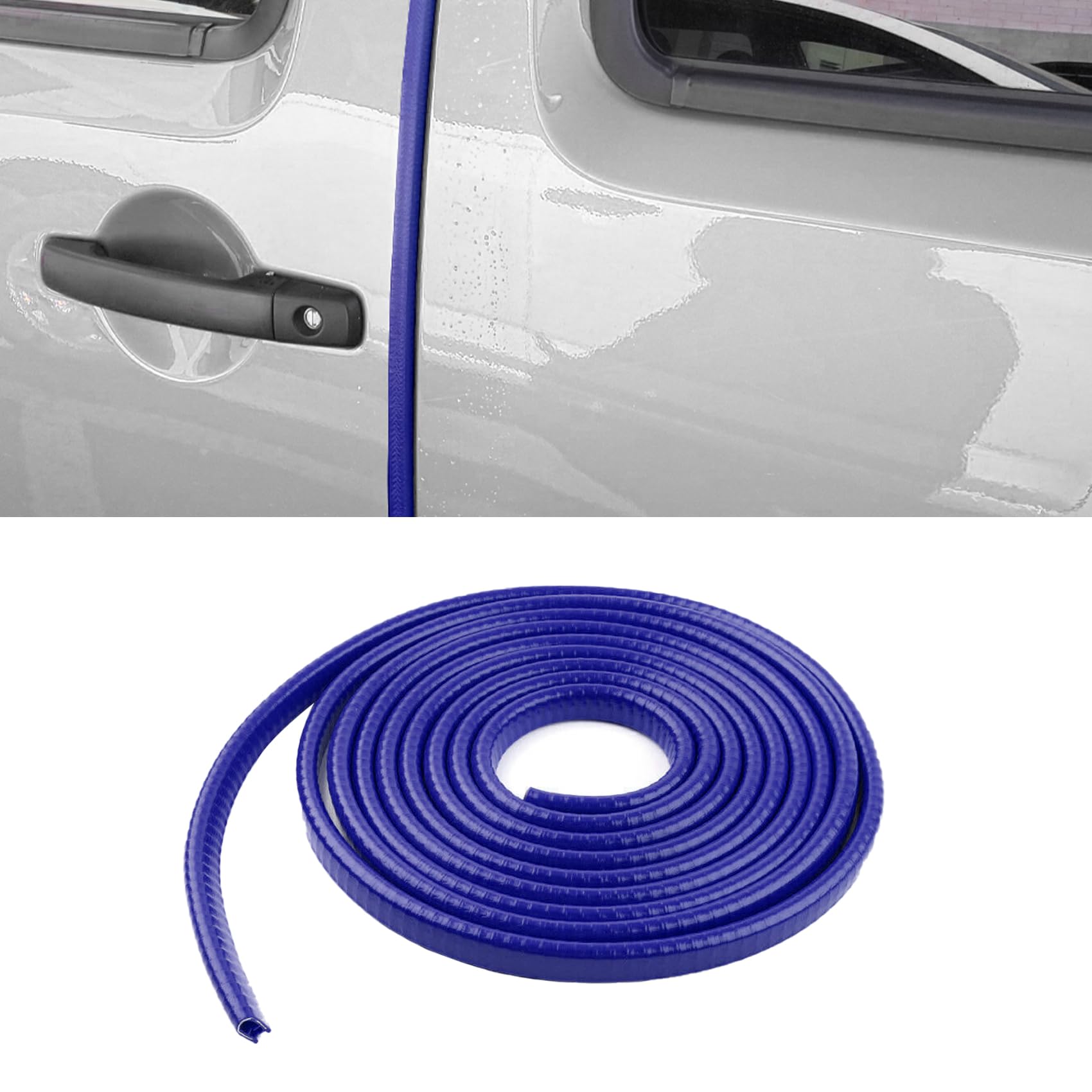 deemars Auto-Türkantenschutz, Auto-Tür-Schutz, Kein Kleber Auto Tür Eingang Guard Schutzstreifen, Car Exterior Accessories 16.4FT U Form Edge Trim Rubber Seal Protector Fit für die Autos (Blau) von deemars