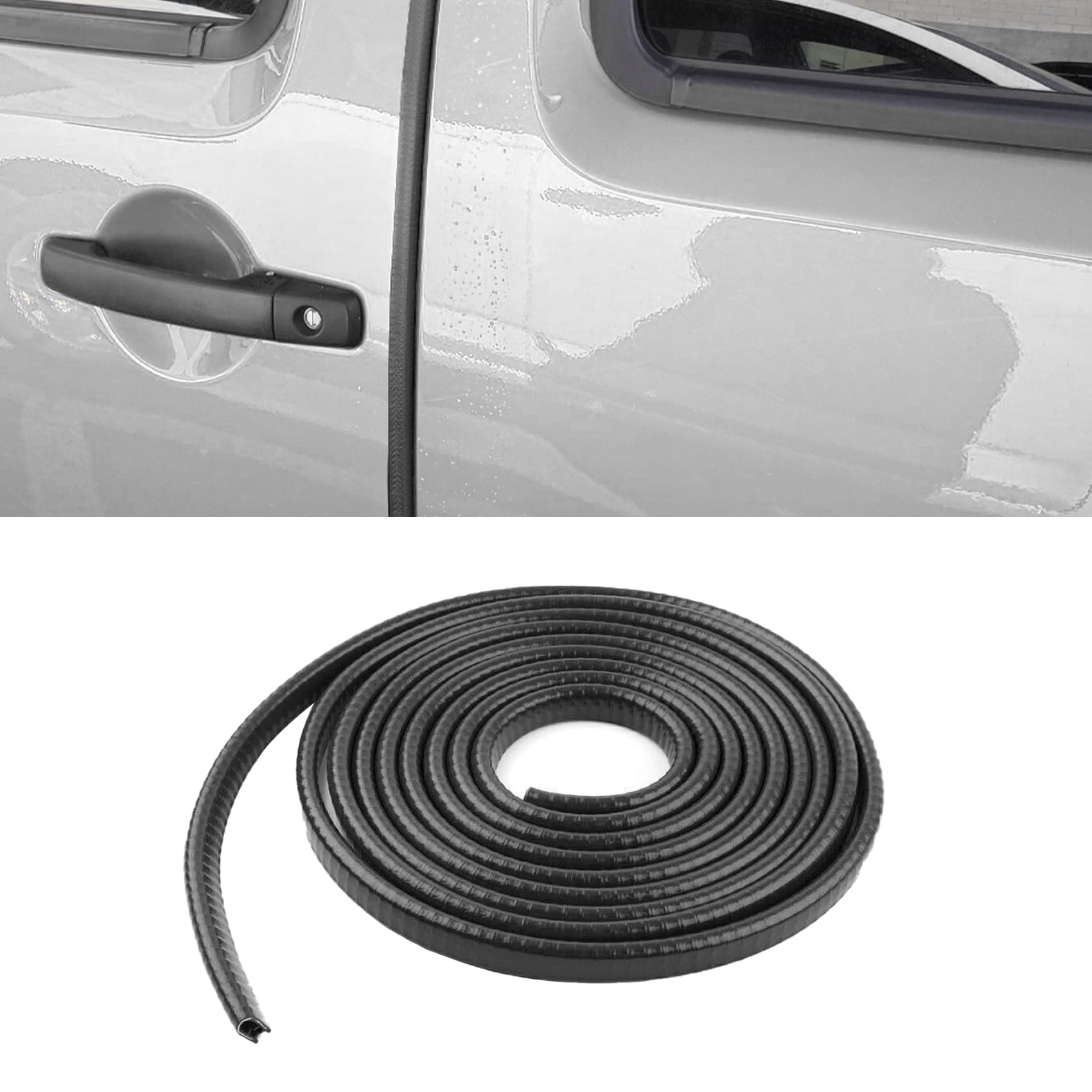 deemars Auto-Türkantenschutz, Auto-Tür-Schutz, Kein Kleber Auto Tür Eingang Guard Schutzstreifen, Car Exterior Accessories 16.4FT U Form Edge Trim Rubber Seal Protector Fit für die Autos (Schwarz) von deemars