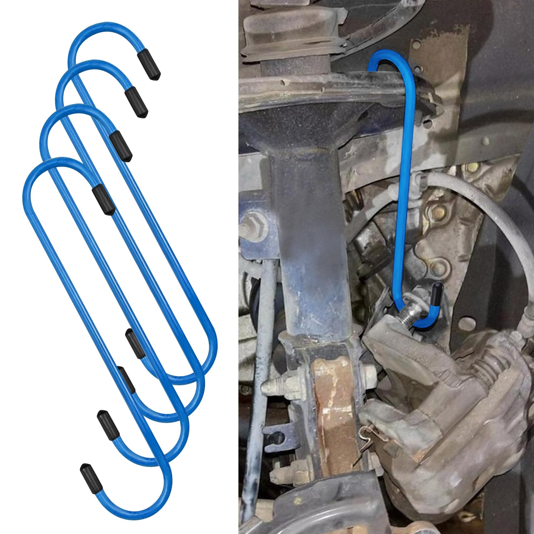 deemars Bremssattel Aufhänger Haken, Bremssattel Werkzeug, Auto Bremssattelaufhänger mit Gummispitzen, Universelle langlebige & rostfreie Kfz-Werkzeuge für Bremsen, Aufhängung Arbeit (Blue, 4PCS) von deemars