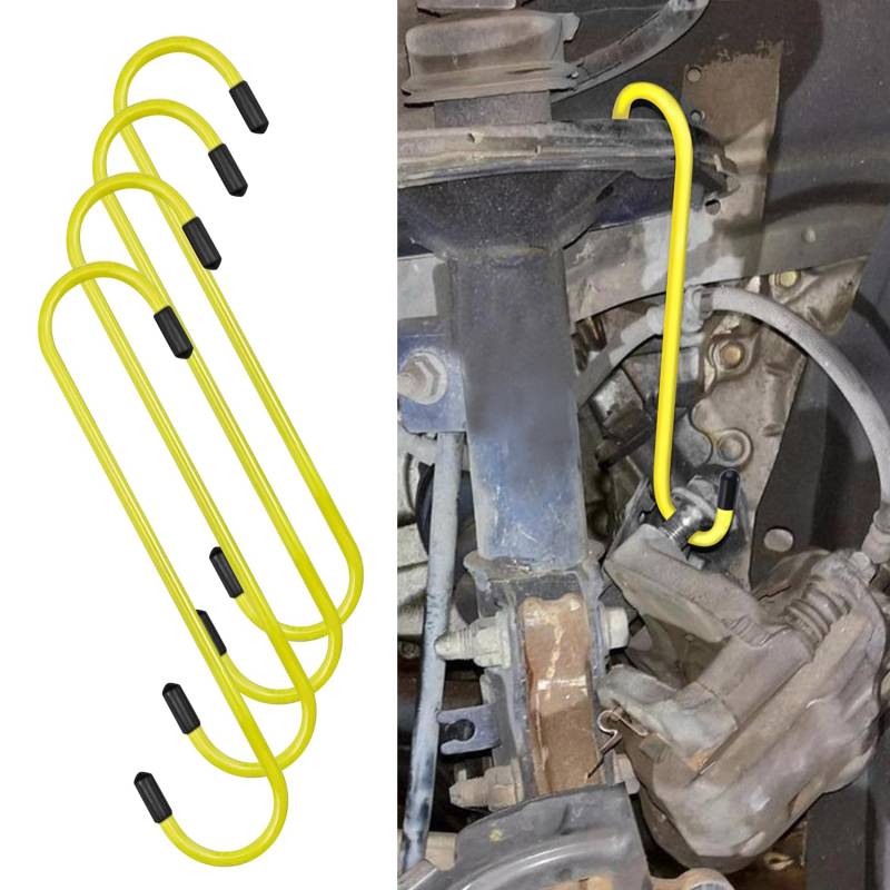 deemars Bremssattel Aufhänger Haken, Bremssattel Werkzeug, Auto Bremssattelaufhänger mit Gummispitzen, Universelle langlebige & rostfreie Kfz-Werkzeuge für Bremsen, Aufhängung Arbeit (Yellow, 4PCS) von deemars