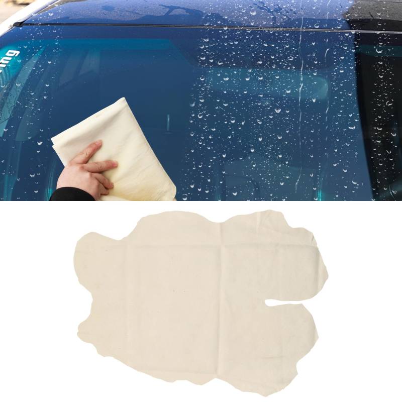 deemars Chamois-Tuch für Auto, Universal Echtes Schafsleder Großes Fensterleder Autotrockentuch, Super saugfähige schnell trocknende natürliche Chamois Autowaschtuch Zubehör Fit Autowäsche (50*80cm) von deemars