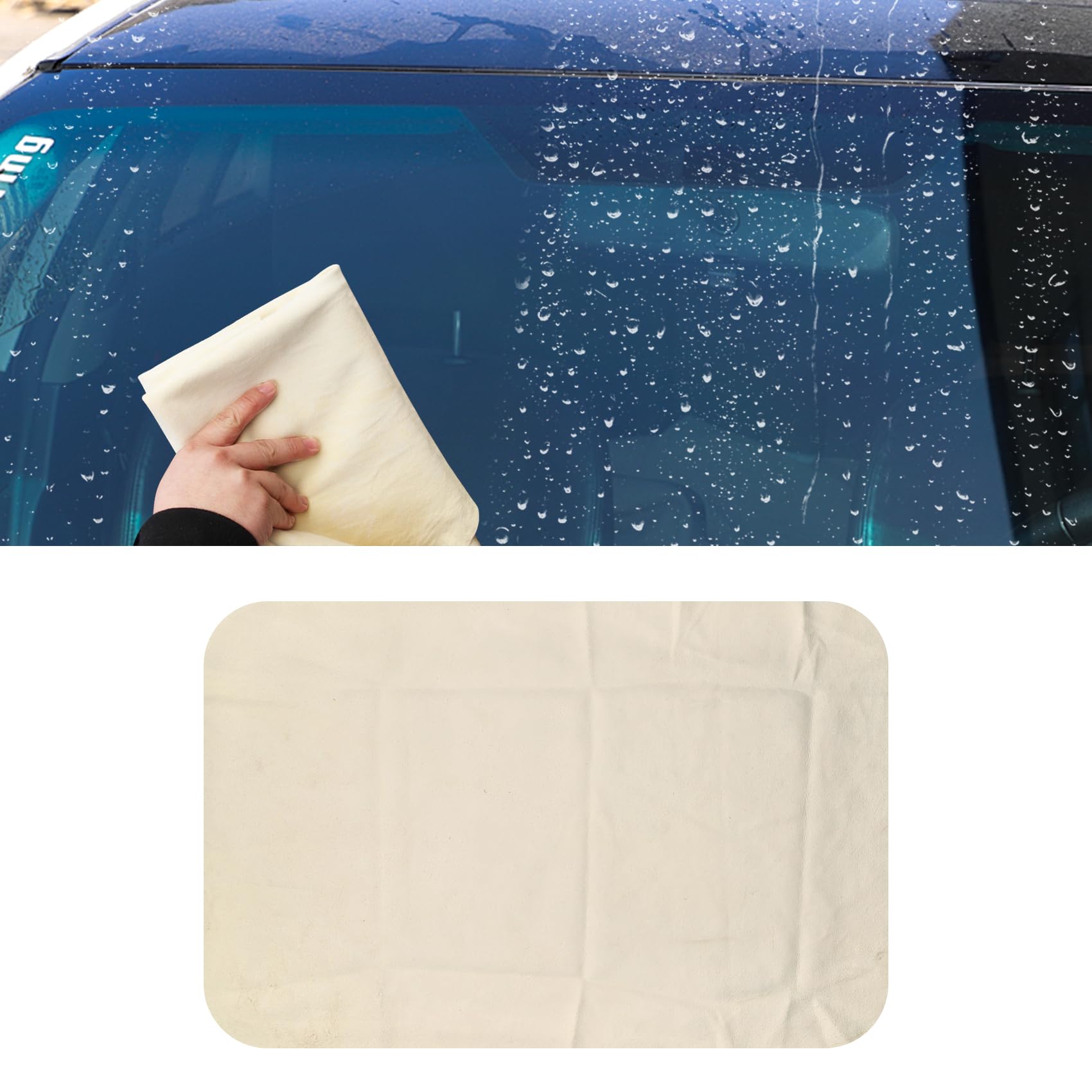 deemars Chamois-Tuch für Auto, Universal Echtes Schafsleder Großes Fensterleder Autotrockentuch, Super saugfähige schnell trocknende natürliche Chamois Autowaschtuch Zubehör Fit Autowäsche (30*50cm) von deemars