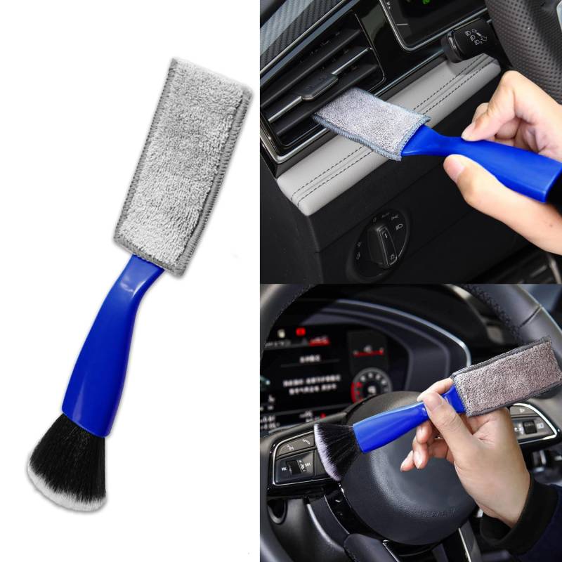 deemars Doppelkopf-Bürste für Auto reinigen, Auto-Staubbürste, 2 in 1 Car Duster für die Innenraumreinigung, Accessori Interni Auto Soft Innenraumbürste für die meisten Auto (Blau) von deemars