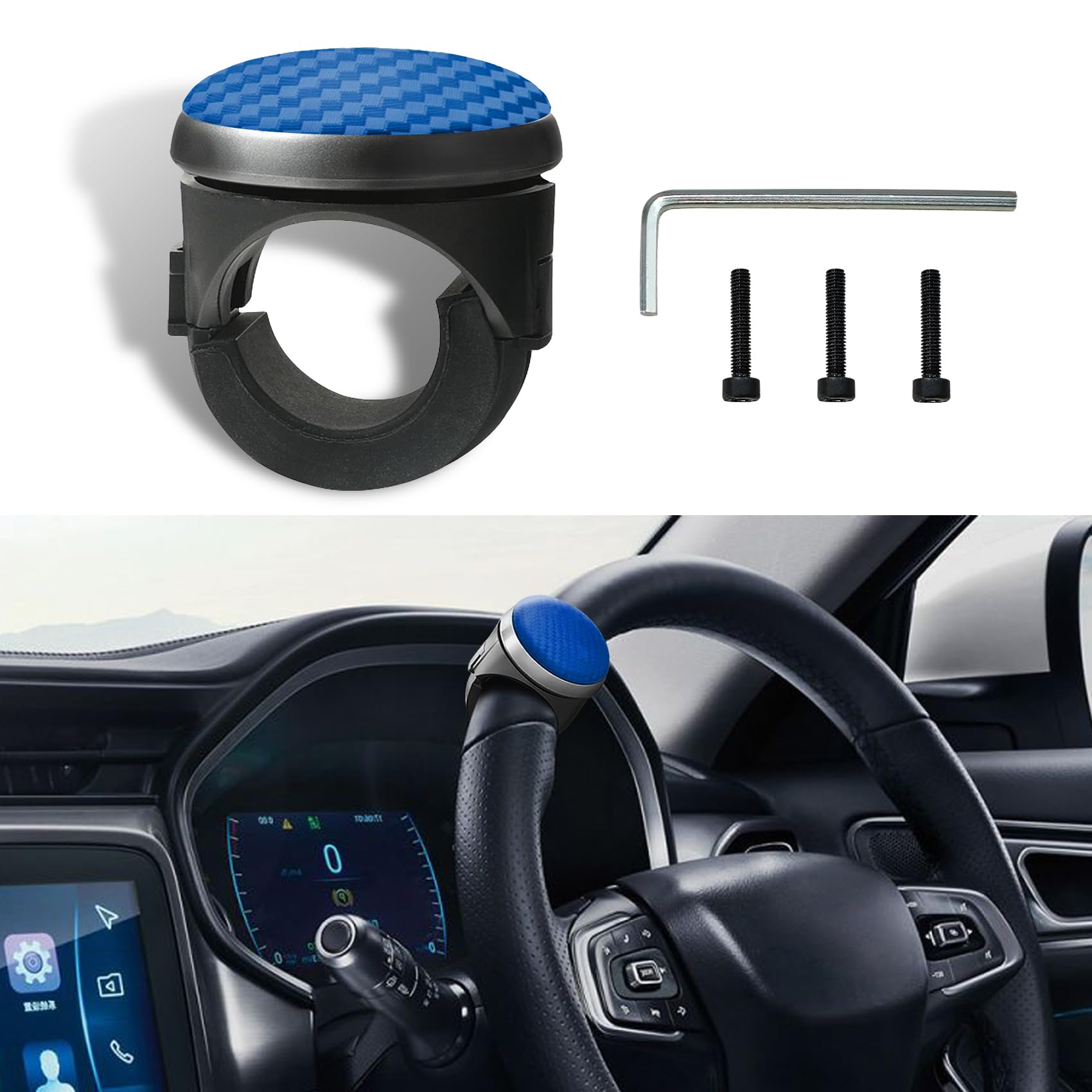 deemars Lenkradknopf Spinner, Car Power Handle Lenkrad Spinner, 360-Grad drehbarer Lenkradknopf Ball, Universal Auto Fahrhilfe Zubehör für Autos, Lastwagen, Boote (Blau) von deemars