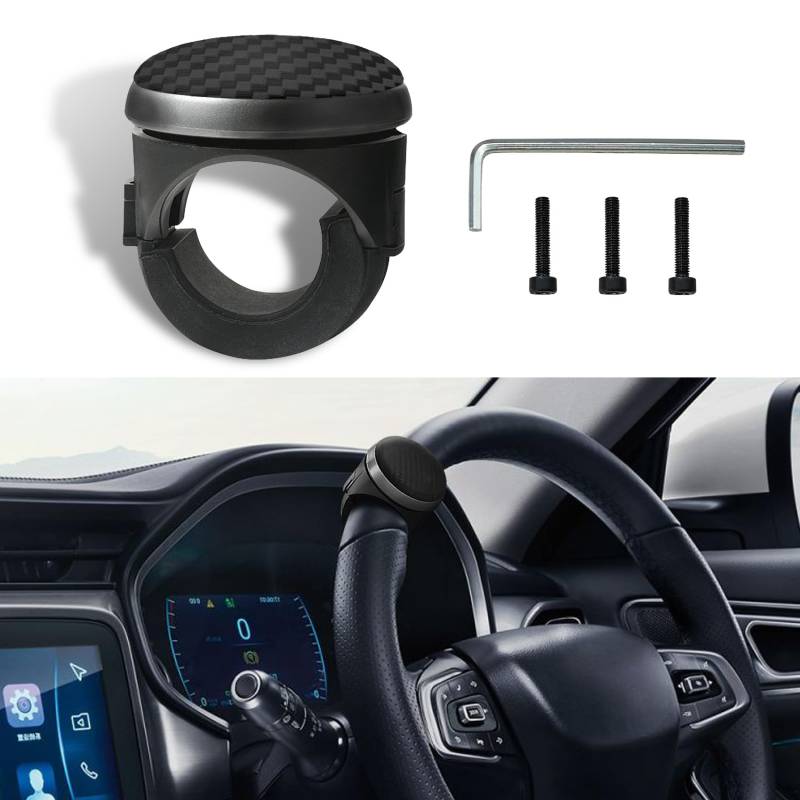 deemars Lenkradknopf Spinner, Car Power Handle Lenkrad Spinner, 360-Grad drehbarer Lenkradknopf Ball, Universal Auto Fahrhilfe Zubehör für Autos, Lastwagen, Boote (Schwarz) von deemars