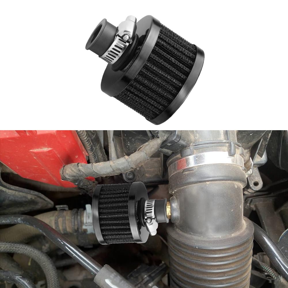 deemars Lufteinlassfilter, Luftfilter Kalt, Lufteinlassfilter Entlüfter Turbo Vent, 12mm Kurbelgehäuseentlüftung Autozubehör Universal für Auto und Motorrad (Schwarz) von deemars