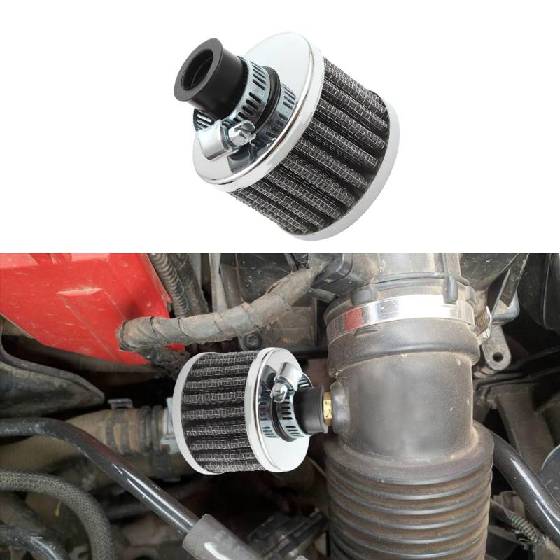 deemars Lufteinlassfilter, Luftfilter Kalt, Lufteinlassfilter Entlüfter Turbo Vent, 12mm Kurbelgehäuseentlüftung Autozubehör Universal für Auto und Motorrad (Silberfarben) von deemars