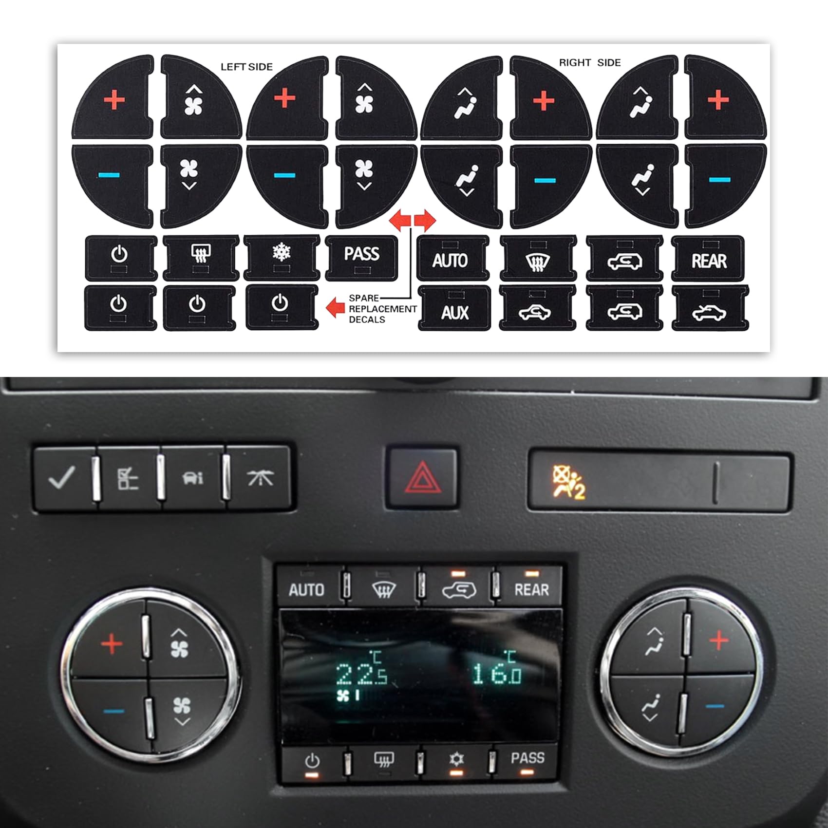 deemars Reparatur-Set für Wechselstrom-Dashboard-Tasten, Reparatur für beschädigte A/C-Steuertasten, Ersatz für Fahrzeuge, Autozubehör (31 Tasten) von deemars