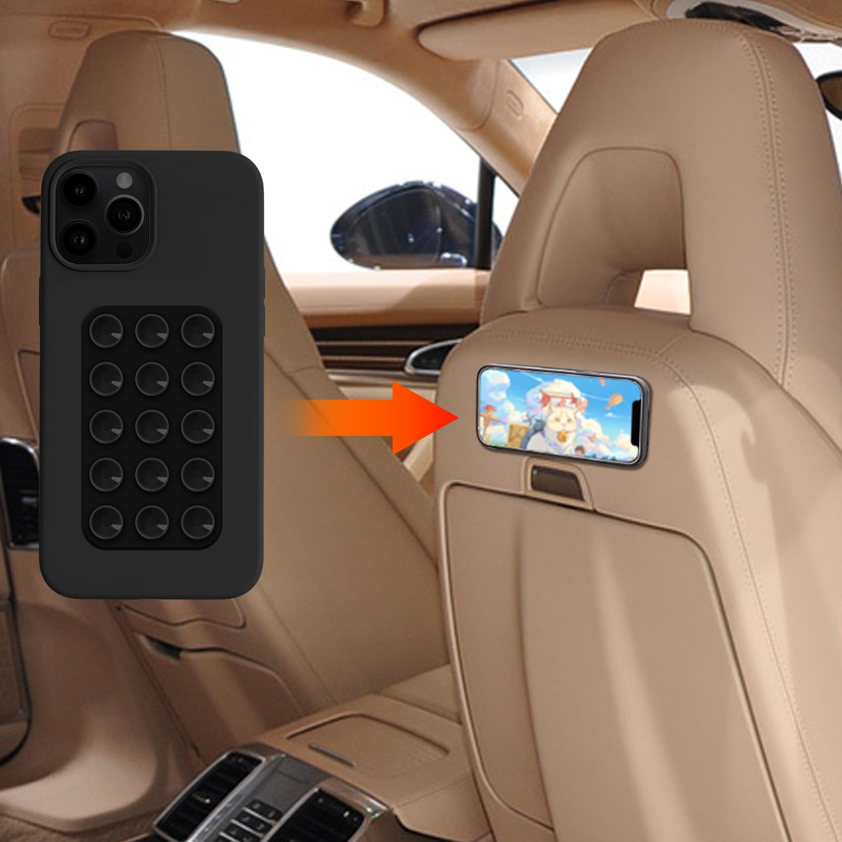 deemars Silikon-Saugnapf-Telefonhalterung Klebehalterung, Doppelseitige Saugnapf-Telefonhalterung, Anti-Rutsch Hands-Free Phone Sticky Holder Universal für Autos Windowns Sitze (Schwarz) von deemars