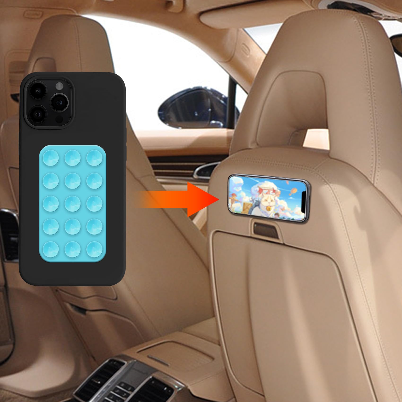 deemars Silikon-Saugnapf-Telefonhalterung Klebehalterung, Doppelseitige Saugnapf-Telefonhalterung, Anti-Rutsch Hands-Free Phone Sticky Holder Universal für Autos Windowns Sitze (Seeblau) von deemars