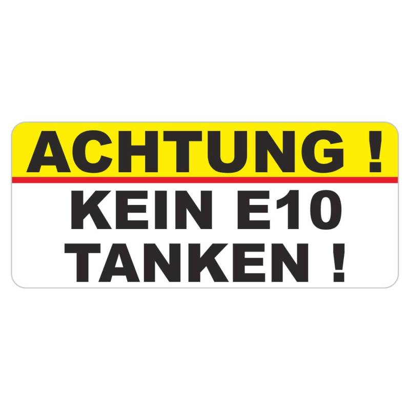 deformaze Sticker Achtung ! Kein E10 Tanken ! Hinweis Aufkleber Warnaufkleber gelb rot schwarz weiß 7 x 2 cm Selbstklebend UV Wetterfest für KFZ Auto LKW Motorrad UVM. von deformaze