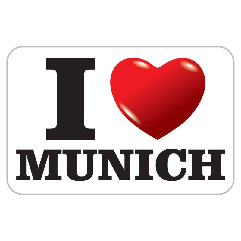 deformaze Sticker I Love Munich Aufkleber Ich Liebe München mit Herz 7,5 x 11,5 cm Selbstklebend KFZ Auto Scheibe Boot UV Wetterfest für außen und innen von deformaze