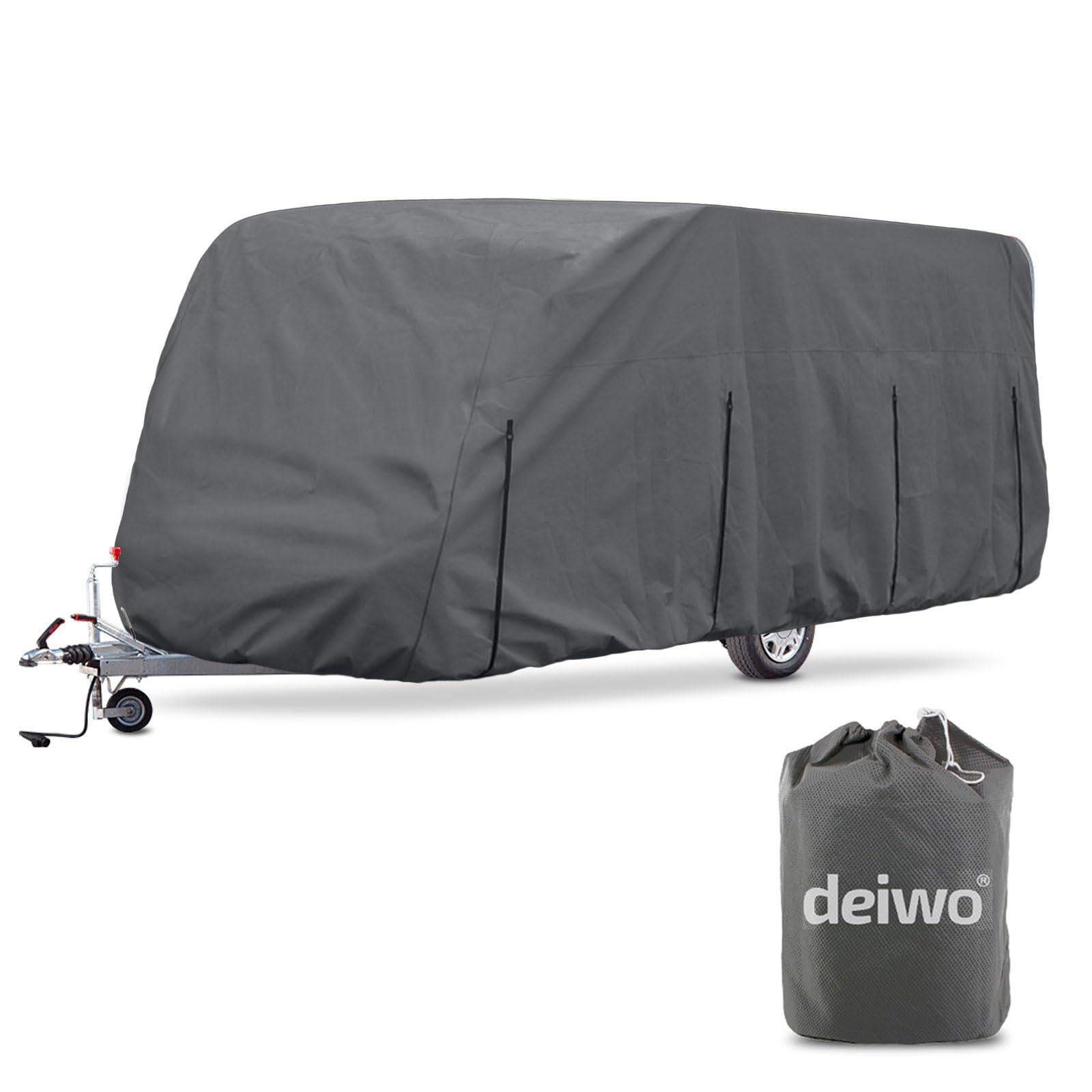 Wohnwagen Schutzhülle | 235 x 366-427 cm | 4 Schicht | 160 g/qm | Winter Schutz von deiwo