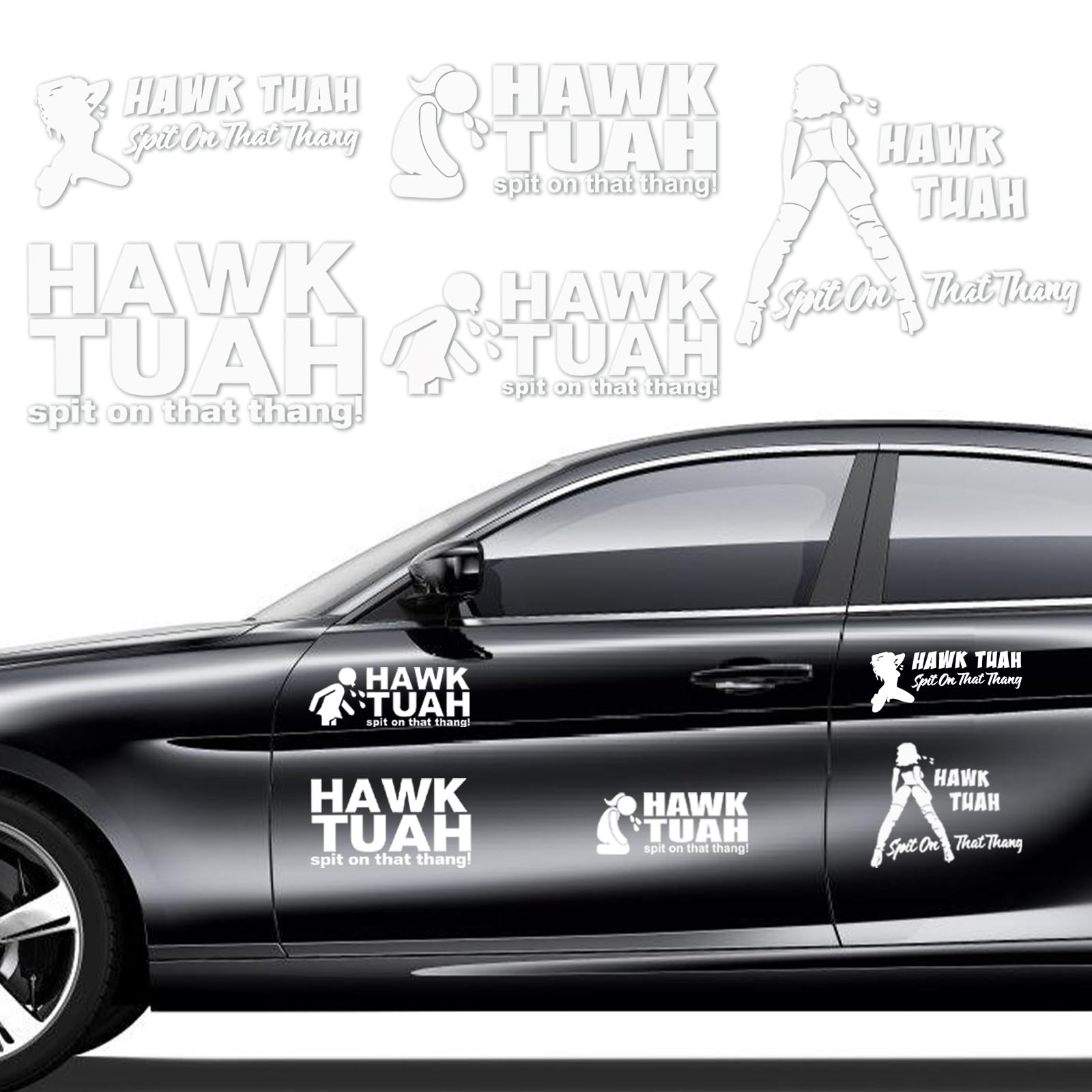 Hawk Tuah Aufkleber, dellyy Hawk Tuah Aufkleber Auto, Hawk Tuah Sticker, Hawk Tuah Spit On That Thang Sticker, Auto Aufkleber Lustige, Wasserfester Vinyl-Aufkleber, 5 Stück von dellyy