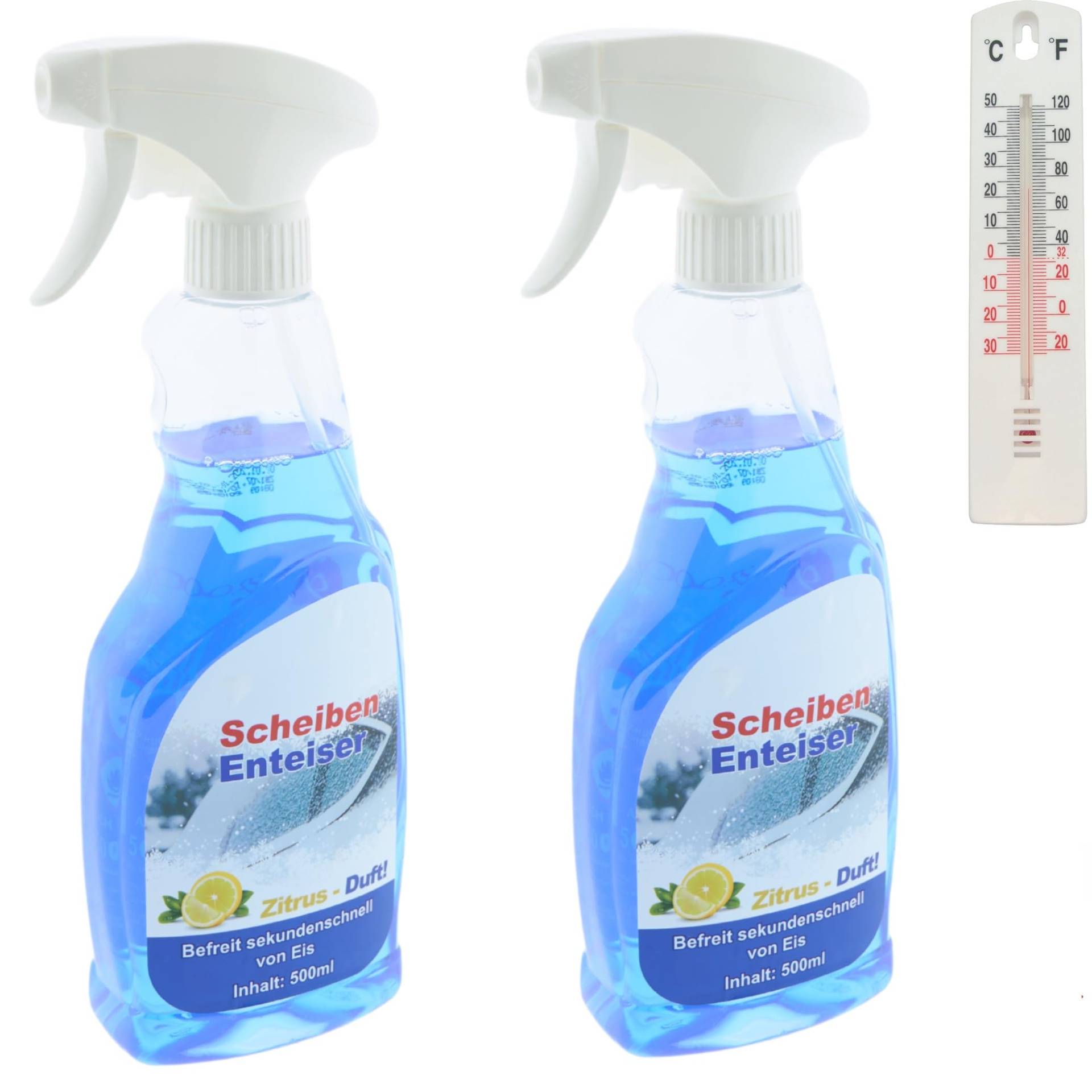 der kleine Handwerker 2 x Scheibenenteiser 500ml in Sprühflasche Auto Eisspray Entfroster Enteiser Enteiserspray Sprühenteiser + Gratis Thermometer von der kleine Handwerker