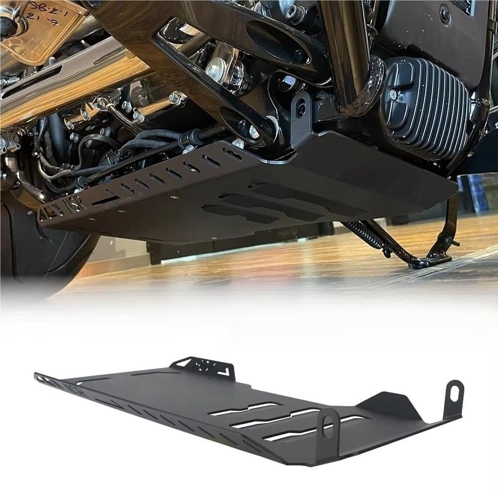 Motorcycle Skid Plate Lower Engine Base Chassis Guard Protection Cover for Harley Fat Boy Breakout Motorcycle Lower Engine Guard Bottom Protection Aluminum Belly Pan(Black) von derphy