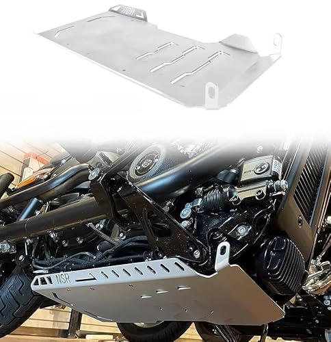 Motorcycle Skid Plate Lower Engine Base Chassis Guard Protection Cover for Harley Fat Boy Breakout Motorcycle Lower Engine Guard Bottom Protection Aluminum Belly Pan(Chrome) von derphy