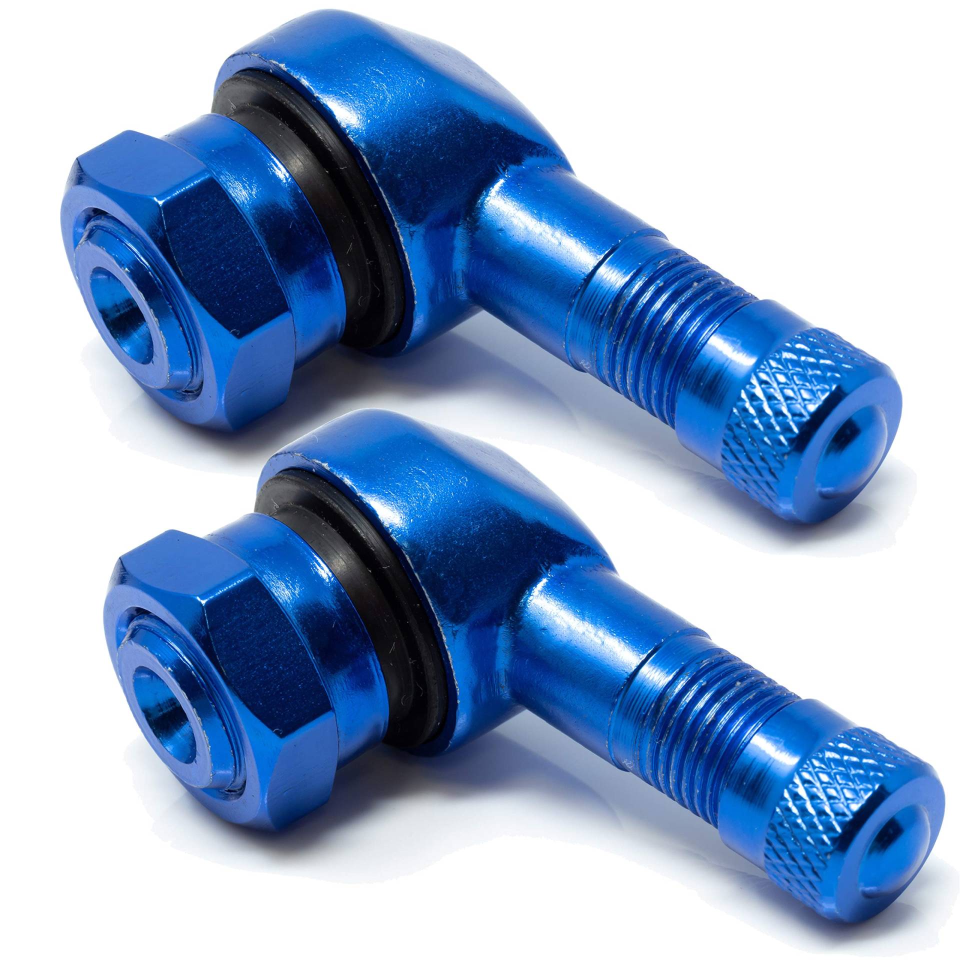 2X Alu Eckventil/Winkelventil BZW. abgeflachtes Motorrad Auto Reifen Autoventil abgewinkelt - 11,3 mm - Farbe Blau von detailmate