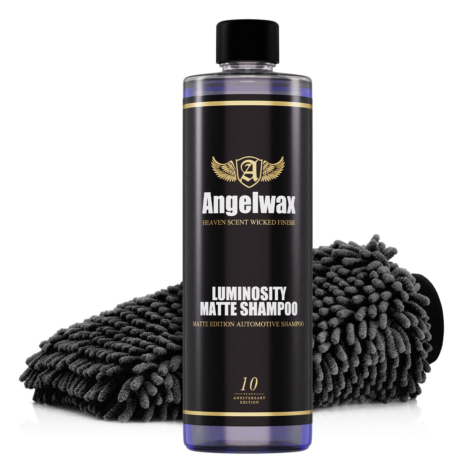 Autowäsche Bundle - Angelwax Luminosity Matte Shampoo 0,5L + detailmate XL Chenille Waschhandschuh - Autoshampoo für die ideale Auto Handwäsche von detailmate