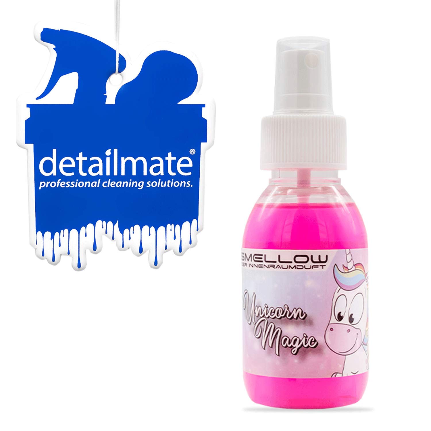 detailmate Duftanhänger geruchslos zum Besprühen + Liquid Elements Smellow - Der Innenraumduft für Dein Fahrzeug - Innenraumduft/Lufterfrischer 100ml - (Einhorn) von detailmate