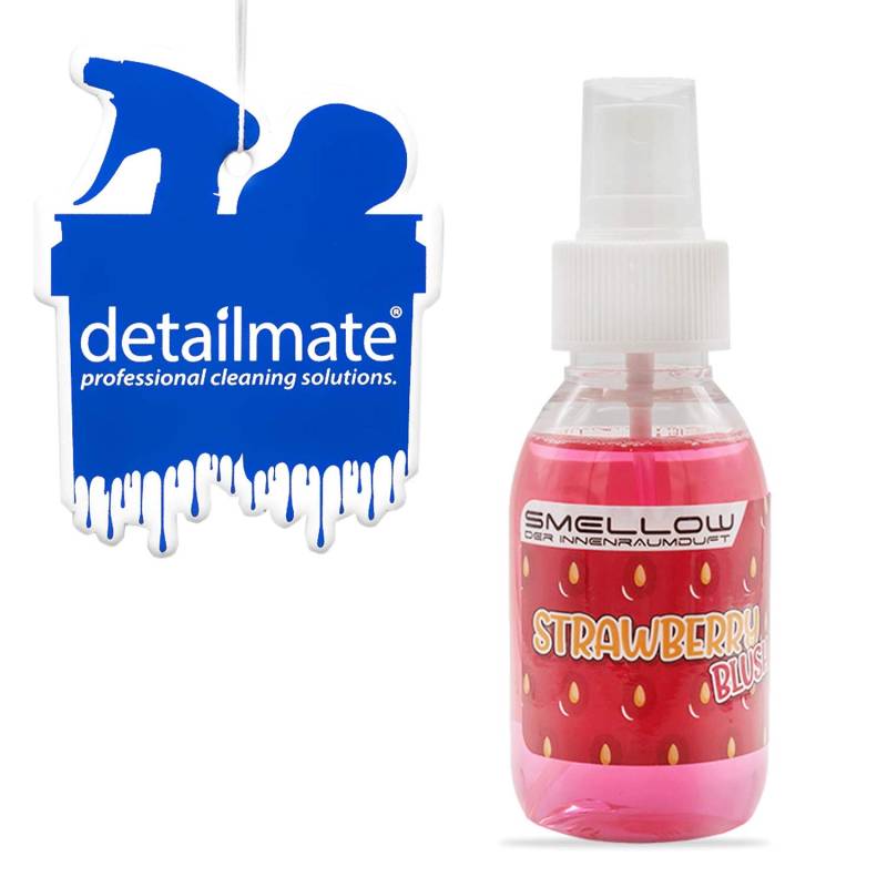 detailmate Duftanhänger geruchslos zum Besprühen + Liquid Elements Smellow - Der Innenraumduft für Dein Fahrzeug - Innenraumduft/Lufterfrischer 100ml - (Erdbeere) von detailmate