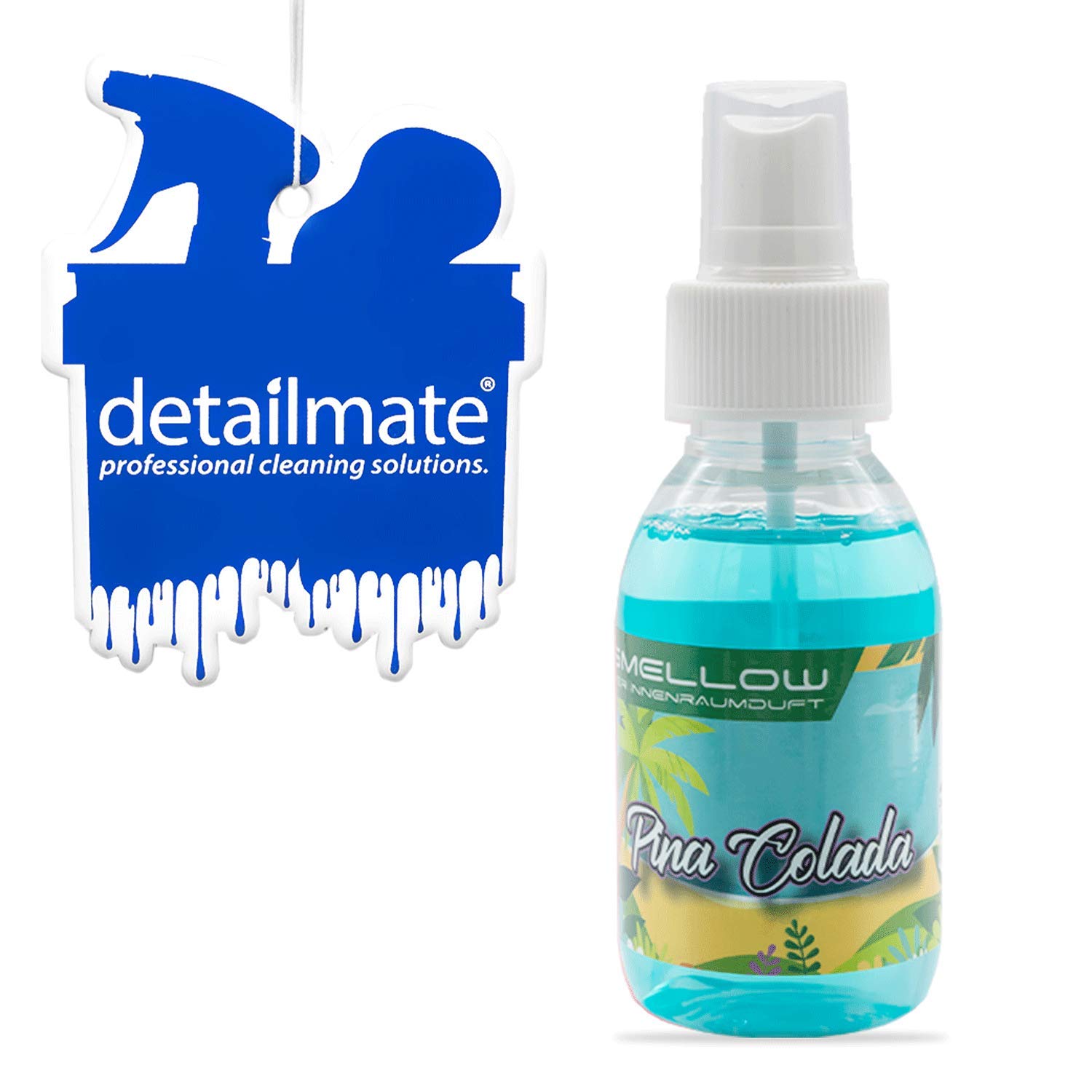 detailmate Duftanhänger geruchslos zum Besprühen + Liquid Elements Smellow - Der Innenraumduft für Dein Fahrzeug - Innenraumduft/Lufterfrischer 100ml - (Pina Colada) von detailmate