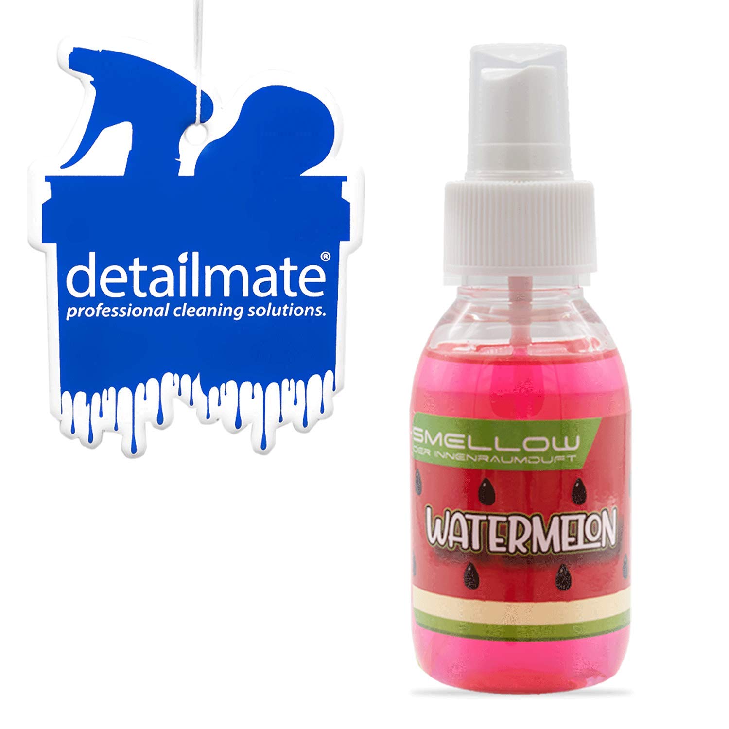 detailmate Duftanhänger geruchslos zum Besprühen + Liquid Elements Smellow - Der Innenraumduft für Dein Fahrzeug - Innenraumduft/Lufterfrischer 100ml - (Wassermelone) von detailmate