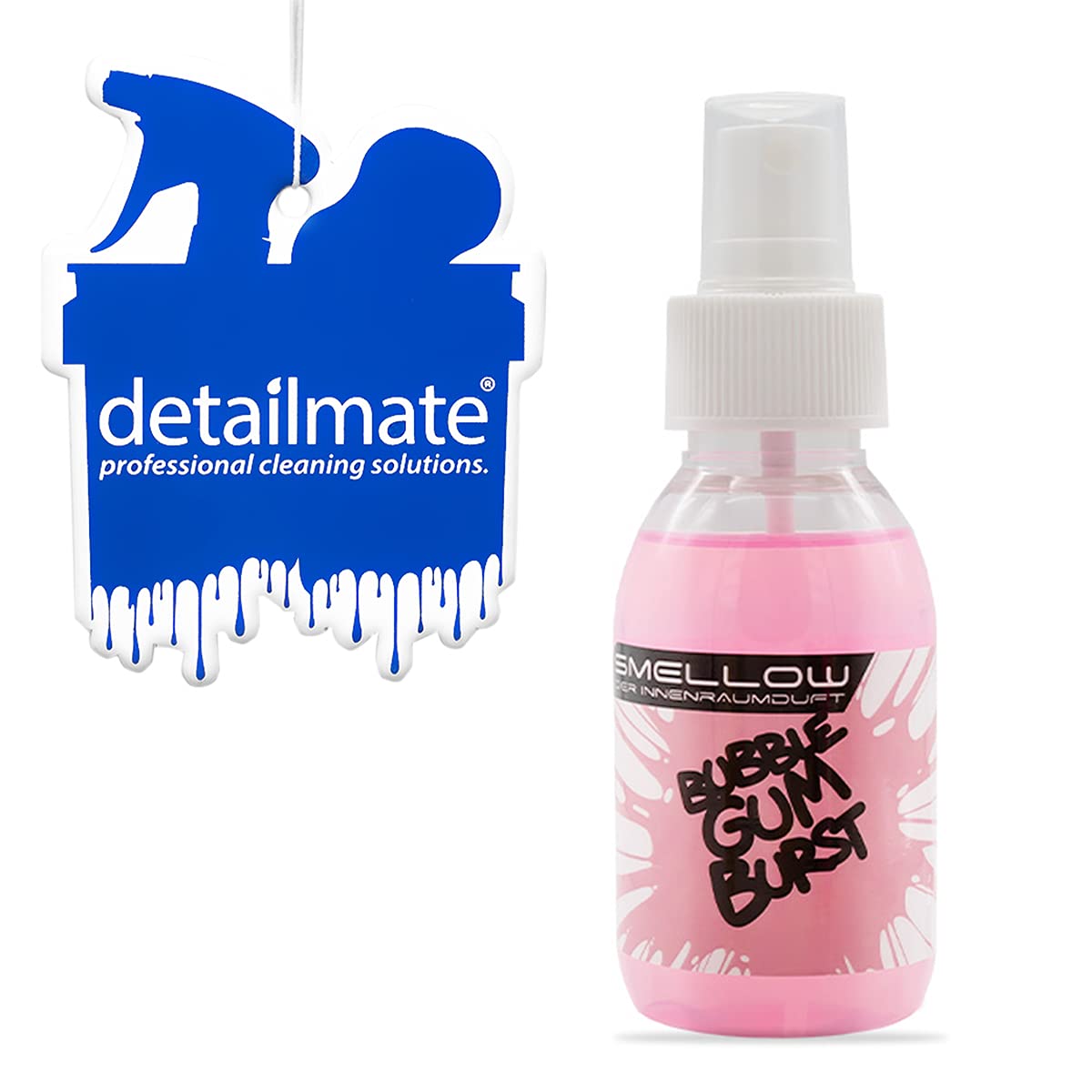 detailmate Duftanhänger geruchslos zum Besprühen + Liquid Elements Smellow - Der Innenraumduft für Dein Fahrzeug - Innenraumduft/Lufterfrischer 100ml - Bubble Gum von detailmate