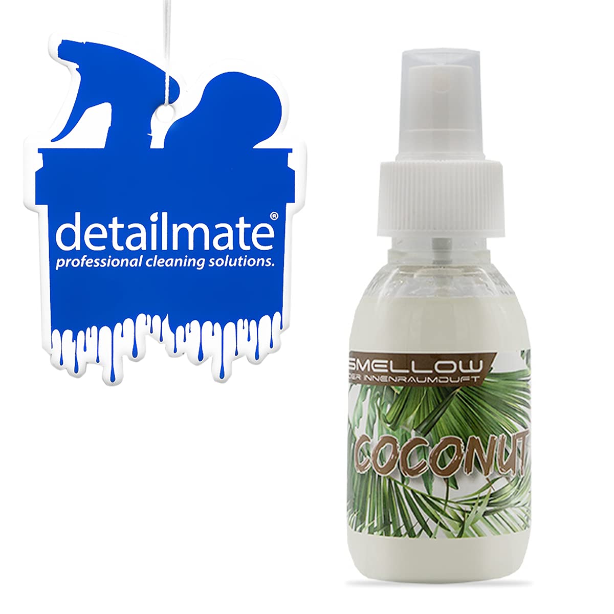 detailmate Duftanhänger geruchslos zum Besprühen + Liquid Elements Smellow - Der Innenraumduft für Dein Fahrzeug - Innenraumduft/Lufterfrischer 100ml - Coconut von detailmate