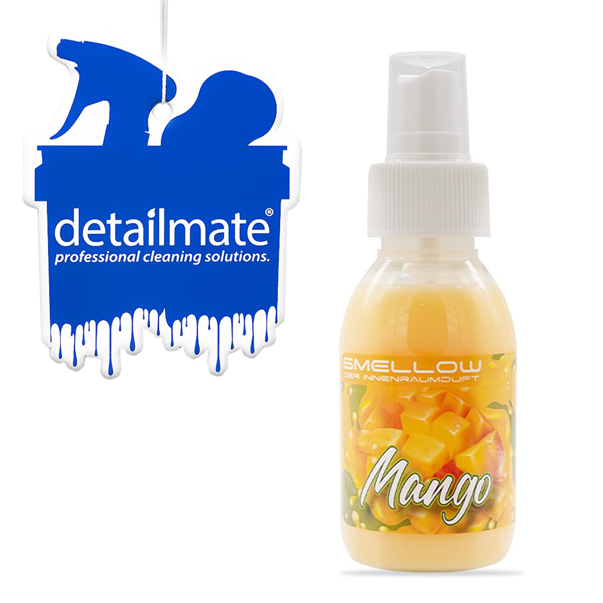 detailmate Duftanhänger geruchslos zum Besprühen + Liquid Elements Smellow - Der Innenraumduft für Dein Fahrzeug - Innenraumduft/Lufterfrischer 100ml - Mango von detailmate