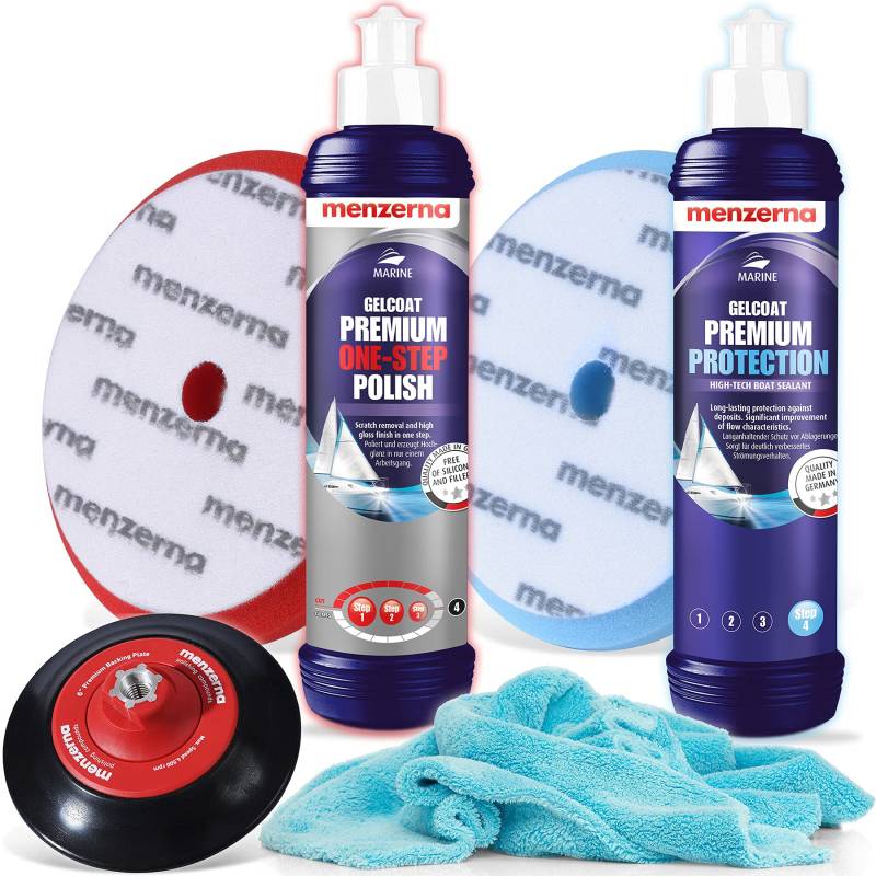 detailmate - Menzerna Premium Gelcoat Boots Politur Set Polish (One Step Polish + Protect + Equipment Set) von detailmate