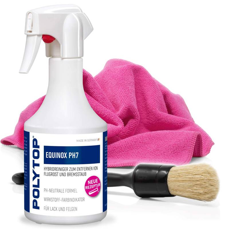 detailmate POLYTOP Felgenreinigungsset: POLYTOP Equinox PH7 500ml + ValetPRO Large Sash Brush No. 16 + detailmate Mikrofasertuch 320GSM von detailmate