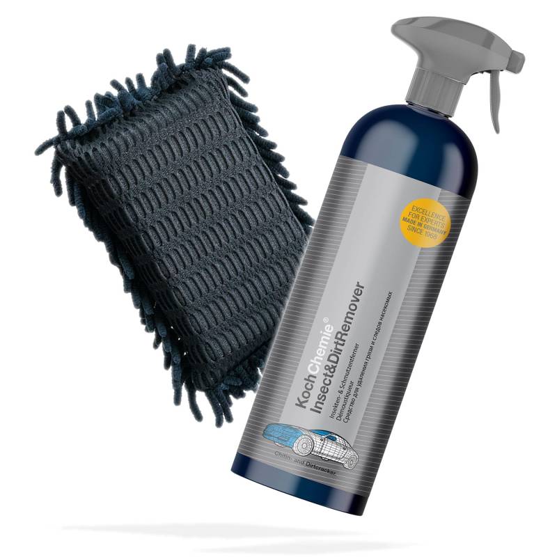 detailmate Set: Koch Chemie Insect & Dirt Remover 0,75L + Insektenschwamm schwarz - Insektenentferner fürs Auto/Motorrad - Insektenreiniger mit schonenden Chenille Lamellen von detailmate