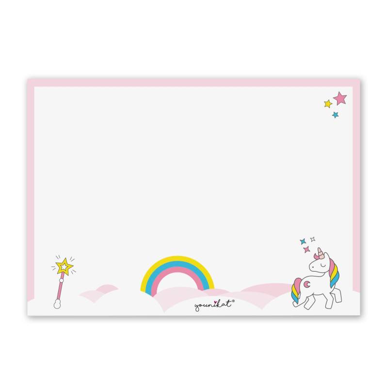 Schreibtischunterlage mit Einhorn-Motiv und Regenbogen in DIN A3 I rosa weiß I aus Papier zum Abreißen I für große und kleine Mädchen I dv_105 von younikat