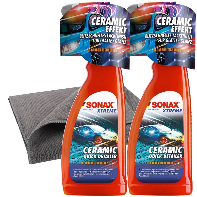 detailzone SONAX Ceramic Set: 2X SONAX Ceramic Quick Detailer 750ml + Microfasertuch 40x40 cm grau von detailzone