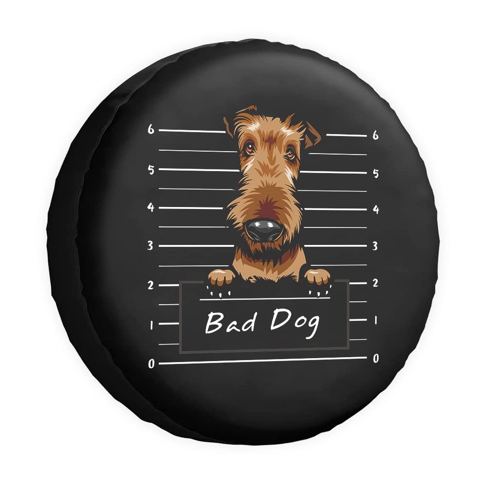 Bad Dog Airedale Cartoon Pet Animal Wheel Protectors Covers Waterproof 15 Inch Wheel Covers Universal for Trailer RV SUV Truck Camper Travel Trailers von dfjdhegj