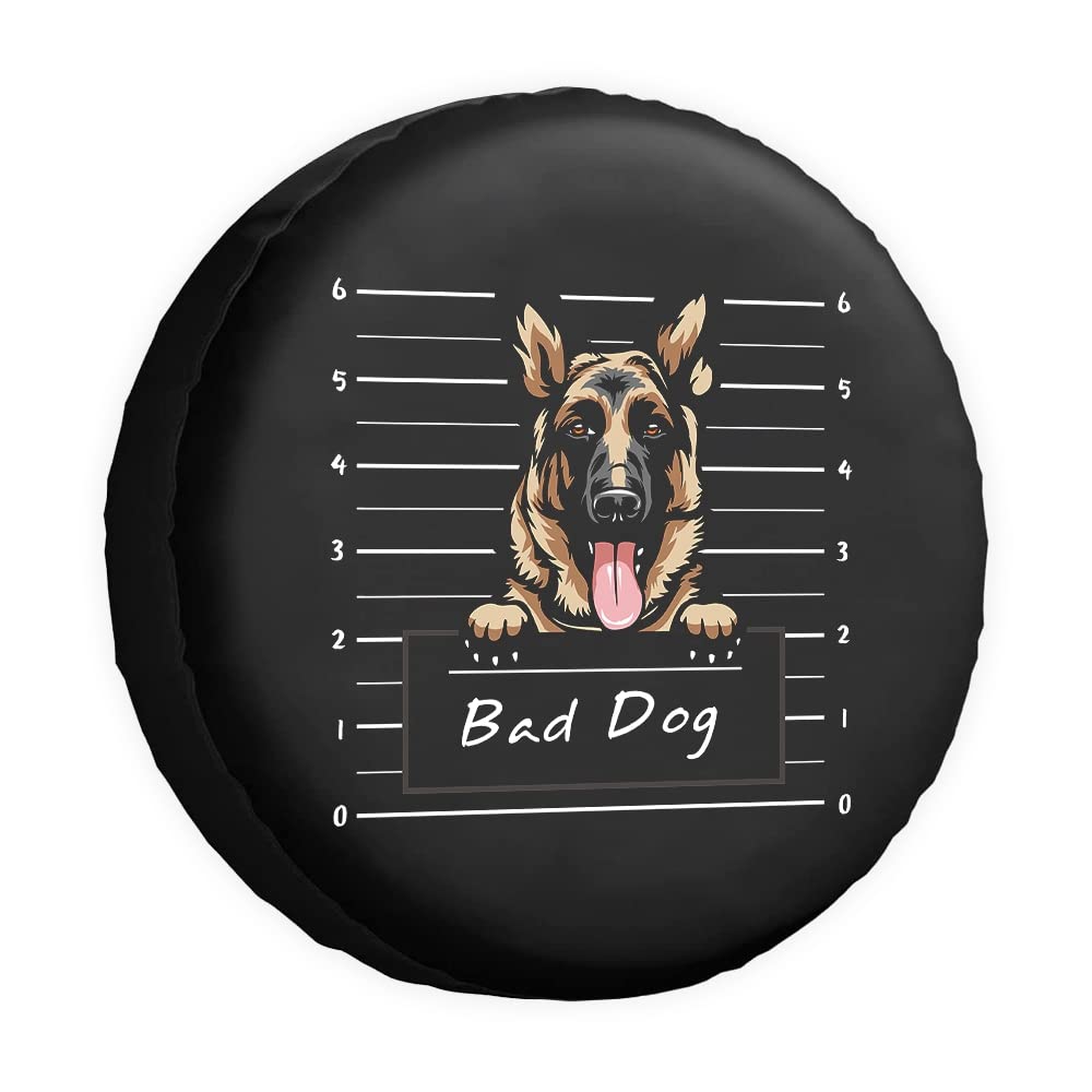 Bad Dog Ersatzreifenabdeckung, niedlicher Schäferhund, Cartoon, Haustier, Tier, Radschutz, Abdeckung, wasserdicht, 43,2 cm Radabdeckungen, universell für Anhänger, Wohnmobil, SUV, LKW, Wohnmobil, von dfjdhegj