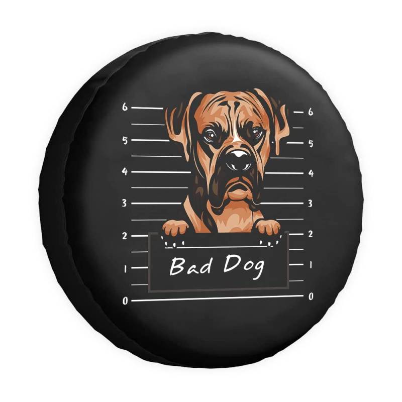 Bad Dog Ersatzreifenabdeckung Boxer Cartoon Haustier Tier Radschutz Abdeckungen Wasserdicht 35,6 cm Radabdeckungen Universal für Anhänger, Wohnmobil, SUV, LKW, Camper, Reiseanhänger von dfjdhegj