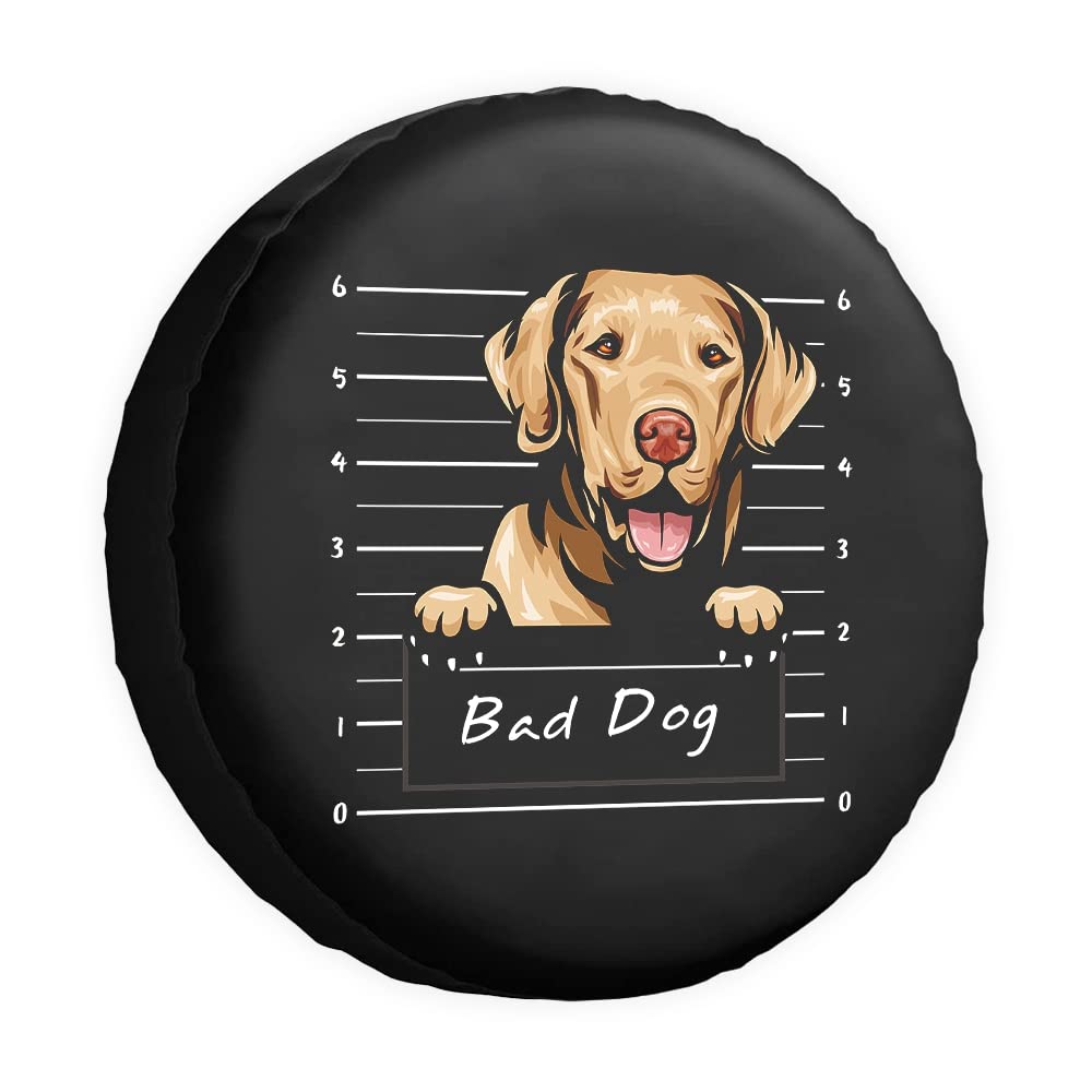 Bad Dog Ersatzreifenabdeckung Chesapeake Bay Retriever Cartoon Haustier Tier Radschutz Abdeckungen Wasserdicht 35,6 cm Radabdeckungen Universal für Anhänger, Wohnmobil, SUV, LKW, Camper, Reiseanhänger von dfjdhegj