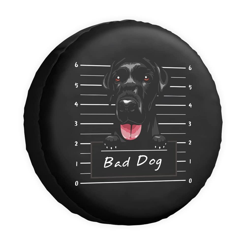 Bad Dog Ersatzreifenabdeckung Labrador Cartoon Haustier Tier Radschutz Abdeckungen Wasserdicht 40,6 cm Radabdeckungen Universal für Anhänger, Wohnmobil, SUV, LKW, Camper, Reiseanhänger von dfjdhegj